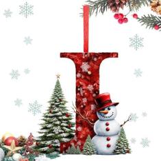 Imagem de Ornamentos de letra, Ornamento de letra de árvore de Natal | Pingente de alfabeto exclusivo com padrão de de neve | Decoração acrílica de A a Z, suprimentos para festas, peças centrais de Natal para g