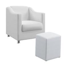 Imagem de Kit Poltrona Alya E Puff Izar Couro Artificial  Aradecor