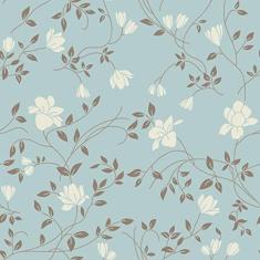 Imagem de Papel De Parede Adesivo Lavável Flores Com Fundo Verde 15M