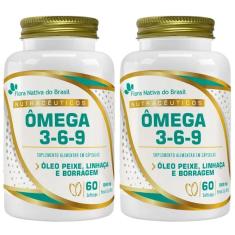 Imagem de Kit 2X Ômega 3,6,9 (Óleo De Peixe, Linhaça E Borragem) 60 Cápsulas - Flora Nativa