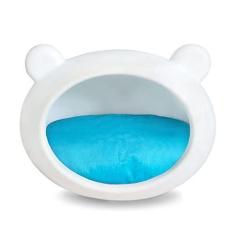 Imagem de Casa Cama Cachorro Gato Com Almofada Dupla Face Azul/Bege P