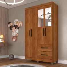Imagem de Guarda Roupa Solteiro Com Espelho 4 Portas 2 Gavetas Estrela Sallêto Móveis Cinamomo