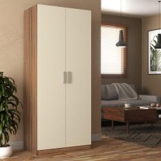 Imagem de Guarda-Roupa Solteiro Monarca 2 Portas Cor Castanho/Offwhite