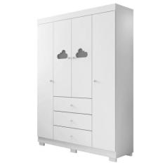 Imagem de Guarda Roupa Infantil 4 Portas 3 Gavetas Amora P04 Branco - Mpozenato