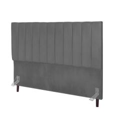 Imagem de Cabeceira Cama Box Casal 140 Cm Carla Suede Cinza E Frame