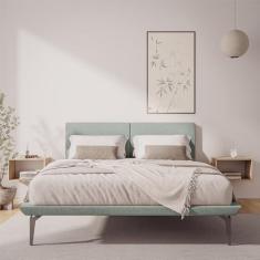 Imagem de CAMA JAPONESA TOQUIO QUEEN COM CABECEIRA ALMOFADA LINHO CINZA