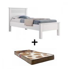 Imagem de Cama de Solteiro com Colchão 88 Barcelona Branco Conquista