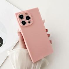 Imagem de Capa de telefone quadrada de silicone macio TPU de cor sólida para iPhone 15 14 13 12 Mini 11 Pro Max XS X XR 7 8 Plus SE Capa traseira à prova de choque, rosa, para iphone 11pro max