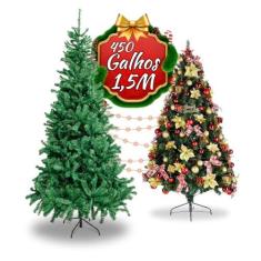 Imagem de Árvore De Natal Pinheiro Grande Luxo Cheia Premium 1.50m 450 Galhos Verde Tradicional