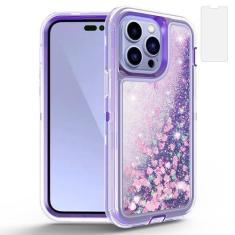 Imagem de Asuwish Capa de celular para iPhone 14 Pro Max de 6,7 polegadas com protetor de tela com glitter líquido brilhante capa protetora híbrida resistente para iPhone 14promax 5G i Phone14Max Plus iPhone14