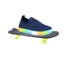 Imagem de Tênis Led Infantil Masculino Sapato Menino Casual Escolar Tamanho 20 ao 34 - Com Skate ➕-Masculino