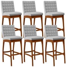 Imagem de Kit 06 Banquetas Altas Mila Linho Cinza