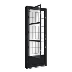 Imagem de Porta de Aço de Giro com Postigo e Grade Quadrada 215x85cm Aço Pronto Riobras Preto