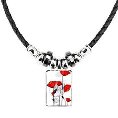 Imagem de DIYthinker Colar de milho com flores s, linha de arte abstrata, joia com torque, pingente de corda de couro