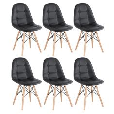 Imagem de KIT - 6 x cadeiras estofadas Eames Eiffel Botonê - Base de madeira clara