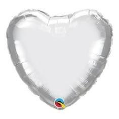 Imagem de Balão Metalizado Coração Prata Chrome - 18 Polegadas - Qualatex #89611