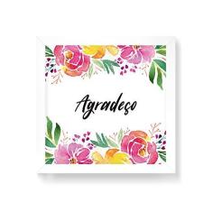 Imagem de Arte Maníacos Quadro Decorativo Floral Agradeço - 50x50cm (Moldura em laca )