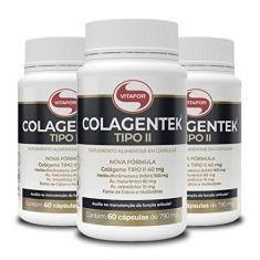 Imagem de Kit 3 Colagentek Vitafor Tipo II 60 cápsulas 790mg