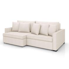 Imagem de Sofá 3 Lugares Retrátil e Reclinável Rivera Linho Bouclé Cru 225 cm