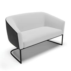 Imagem de Sofá Namoradeira 2 Lug Industrial Preto Stella Pto/Linho Cinza D03 - D`Rossi