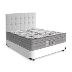 Imagem de Cama Box + Cabeceira Cassis e Colchão Casal - Probel - Evolution - 138x188x67cm Branco