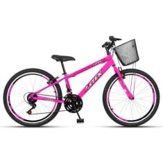 Imagem de Bicicleta Aro 24 Alum Axtek Sport Gold V-Brake Mtb 21V Feminina, Rosa 