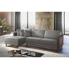 Imagem de Sofá Living Com Chaise 280Cm Vega Linho Cinza - ZARAT ESTOADOS