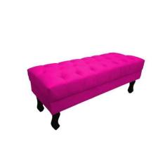 Imagem de Recamier Baú Luis Xv Capitonê Retrô 100 Cm Couro Rosa Pink Mz Decor -