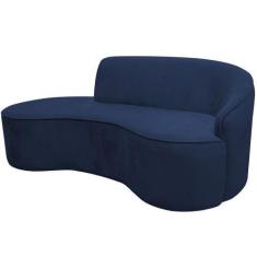 Imagem de Sofá Curvo 02 Lugares 150cm Braço Esquerdo Eron Veludo Azul Marinho -