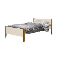 Imagem de Cama Solteiro Simba Areia Fosco com Pés em Madeira - Reller