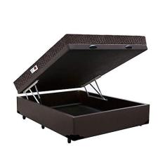 Imagem de Cama Box Baú Casal Colchão Espuma D45 Bordado + Box Sintético Marrom Serra Negra 67x138x188