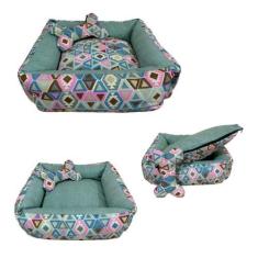Imagem de Cama Impermeável Com Travesseiro Para Cães E Gatos - Verde M - Nica Pe