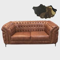 Imagem de Sofá Malibu 3 Lugares Opções em Couro Pé de Ferro - Dominic Decor