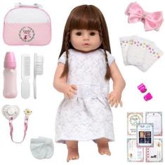 Imagem de Boneca Bebe Reborn Lindinha Enxoval Completo Kit Acessórios - Cegonha