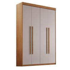 Imagem de Guarda-Roupa Solteiro Xangai 4 pt 2 gv Imbuia e Off White