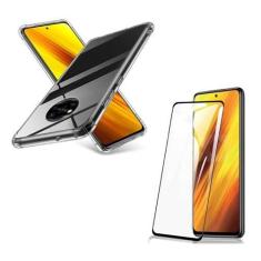 Imagem de Kit Capa Case Antichoque Compatível Xiaomi Poco X3 NFC e Película 3d 9d Cobre Tudo