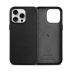 Imagem de Belemay Capa de couro compatível com iPhone 13 Pro, compatível com MagSafe - Couro caído de luxo - Botões de metal e protetor de lente - Ajuste fino e durável - Textura distinta (6,1 polegadas) -
