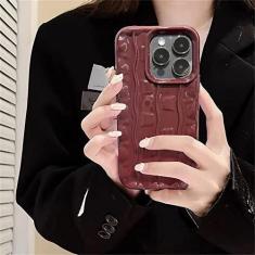 Imagem de Capa de telefone de silicone macio com textura de ondulação de água colorida 3D para iPhone 14 11 12 13 Pro Max XS X XR 6 7 8 Plus SE Capa quadrada, vinho tinto, para iphone 13 ProMax
