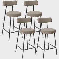Imagem de Kit 04 Banquetas Baixa Para Cozinha Sala De Jantar Bar Bancada Milão L02 Bouclê Bege - Lyam Decor