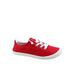 Imagem de Tênis feminino sem cadarço de cano baixo, casual, salto plano, confortável, clássico para caminhada, Vermelho, 38