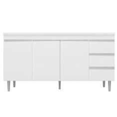 Imagem de Balcão De Pia Cozinha 3 Portas 150 Cm Branco S/Tampo