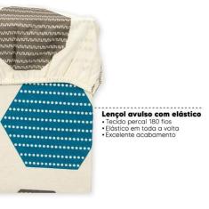 Imagem de Lençol Casal Avulso Elástico Estampado Percal 180 Fios 40cm Altura - B