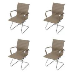 Imagem de Kit 4 Cadeiras Para Escritorio Interlocutor Base Fixa Esteirinha mater