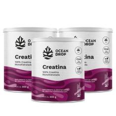 Imagem de 3x Creatina Monohidratada Ocean Drop 300g, Sem Sabor