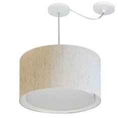 Imagem de Lustre Pendente Cilíndrico Com Desvio Md-4307 Cúpula em Tecido 45x30cm Linho Bege - Bivolt