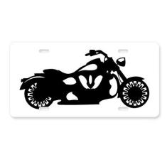 Imagem de DIYthinker Placa de carro com padrão de silhueta mecânica de motocicleta, acessório de aço inoxidável