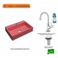 Imagem de Kit Cuba RT55 com Torneira 1198 Metal e Válvula 1 Polegada Compace 