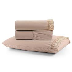 Imagem de Jogo De Lençol Solteiro Suavitec Com Grippir 3 Peças - Avelã