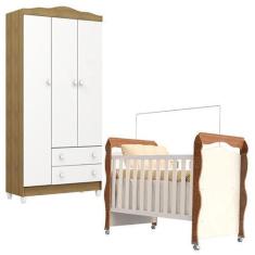 Imagem de Berço Americano New Nanda Com Guarda Roupa Infantil Mel Flat 3 Portas