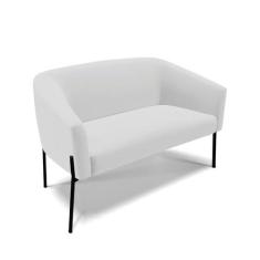 Imagem de Sofá Namoradeira 2 Lugares Pé de Ferro Preto Stella Linho Cinza A05 D03 - D'Rossi